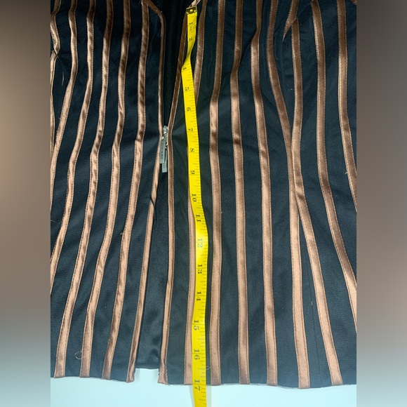Vintage Bronze Gold Stripe Double Zip Blazer Plus Size - Picture 7 of 15